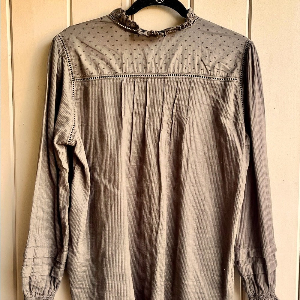 Quince Women's M Organic Textured Cotton Peasant Blouse Boho Chic - Picture 2 of 9